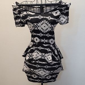 Black and white tribal pattern dress